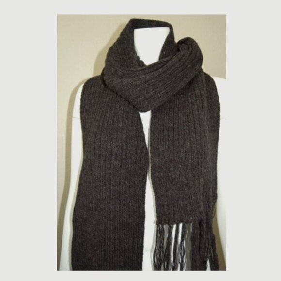 Rib Knit Scarf & Hat Set, Dark Charcoal Gray - Picture 5 of 11